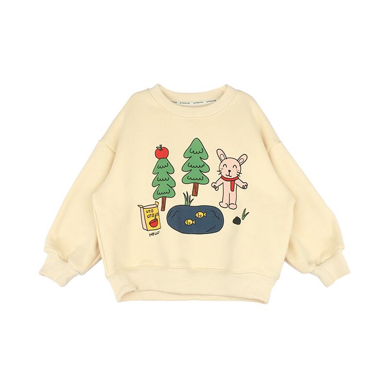 Kids' Adorable Cartoon Sweatshirts - Soft Cotton Pullover Tops for Girls & Boys - Animal Prints, Fall/Winter Collection