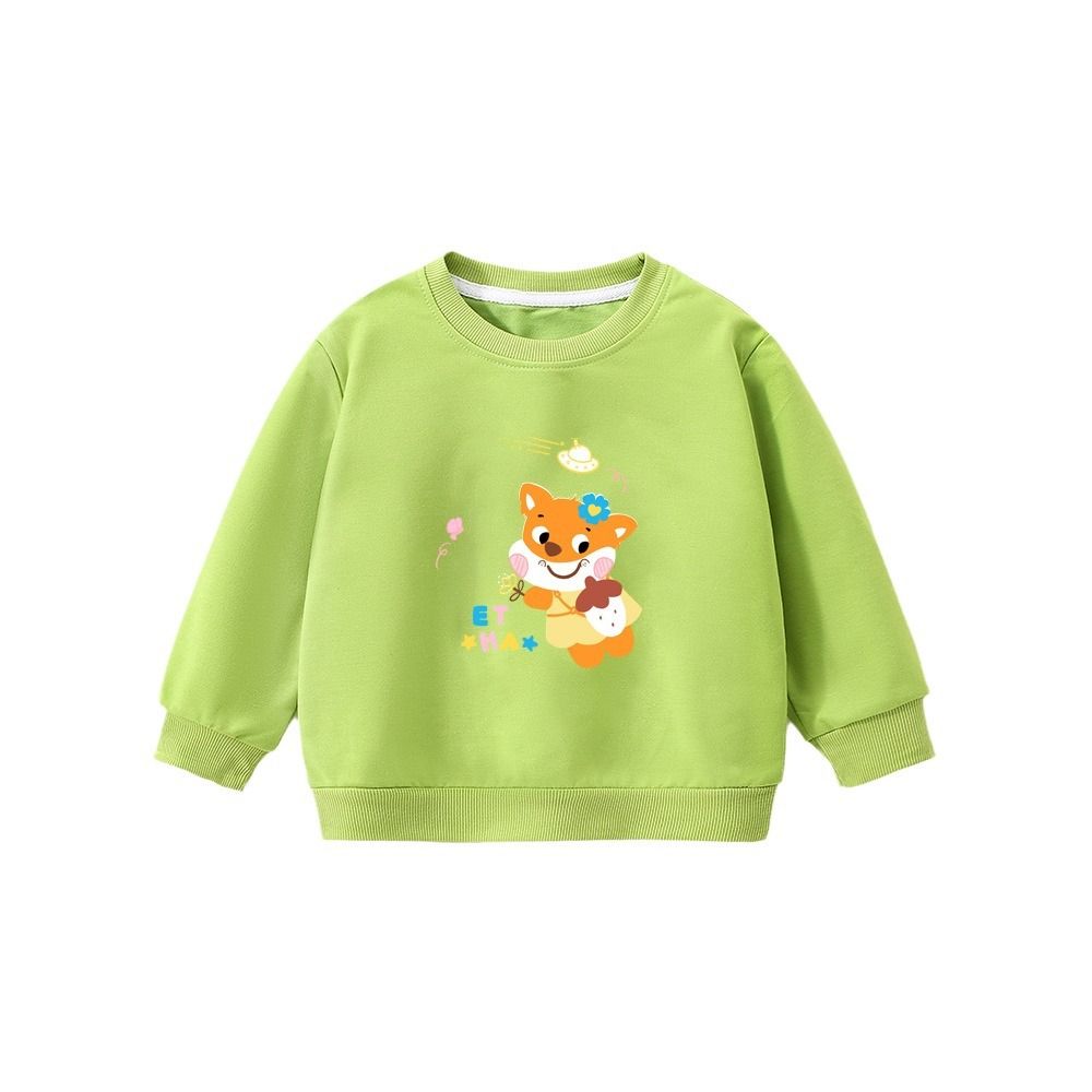 Kids' Cute Fox Print Sweatshirts - Soft Cotton Pullover Tops for Girls - Colorful Designs, Spring/Fall Collection