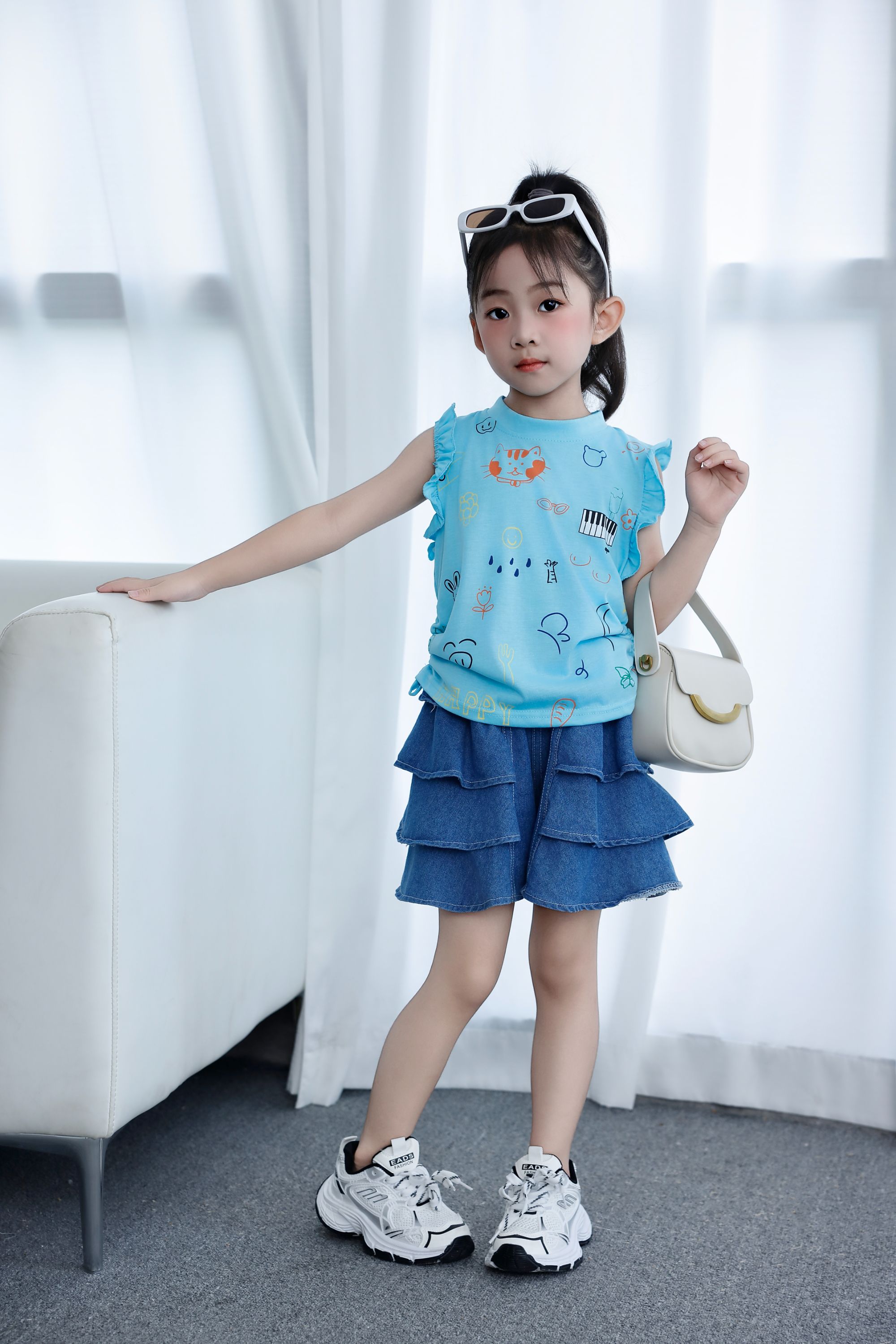 Children's Clothing New Fashion Summer Girl Kids Clothing Set 4