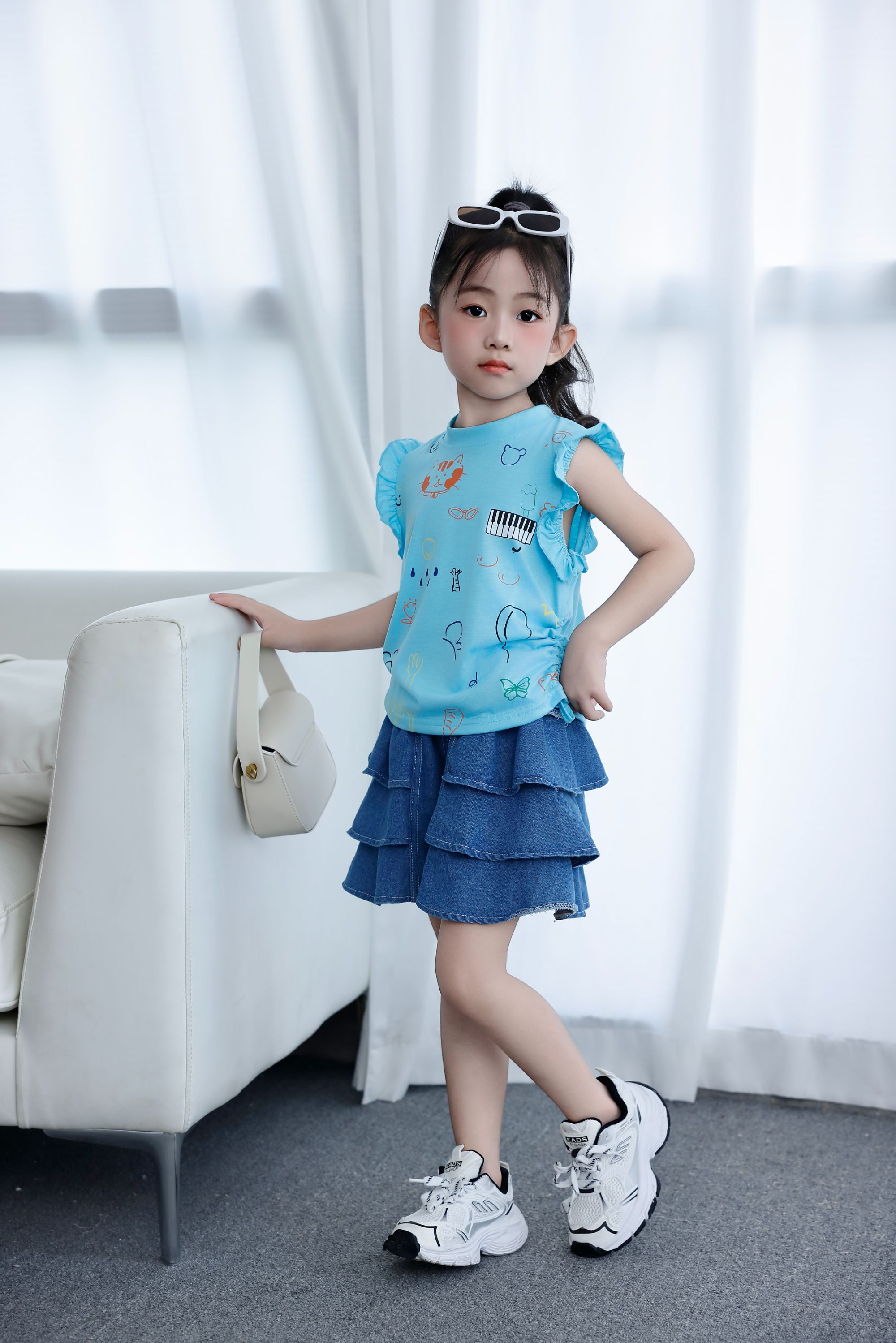 Children's Clothing New Fashion Summer Girl Kids Clothing Set 4