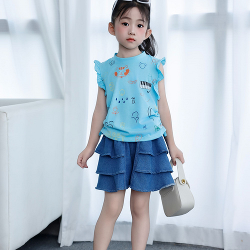 Children's Clothing New Fashion Summer Girl Kids Clothing Set 4