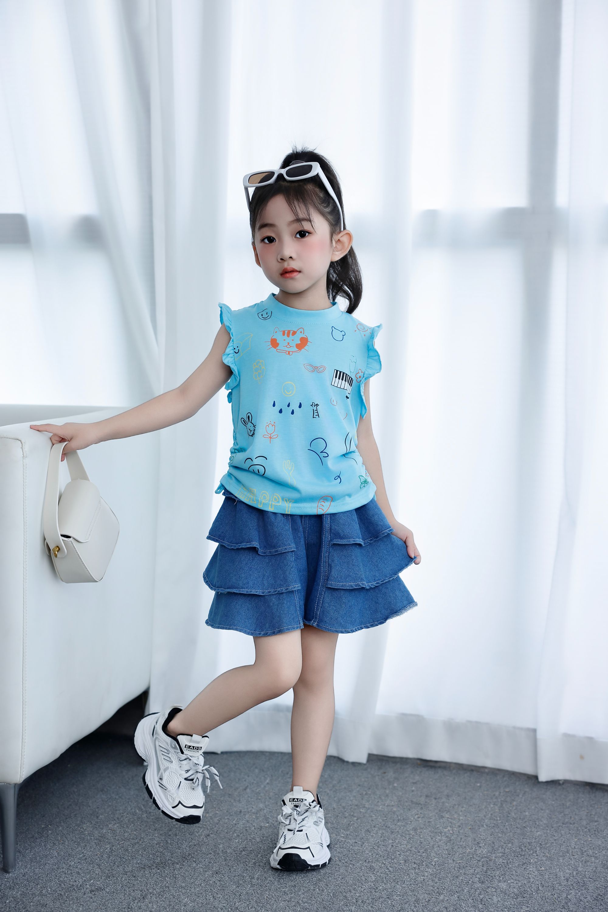 Children's Clothing New Fashion Summer Girl Kids Clothing Set 4