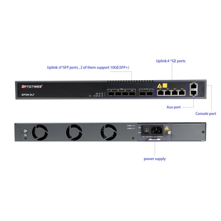 Factory Price FTTH Equipment Optical Line Terminal GPON EPON OLT with Dual Power Supply