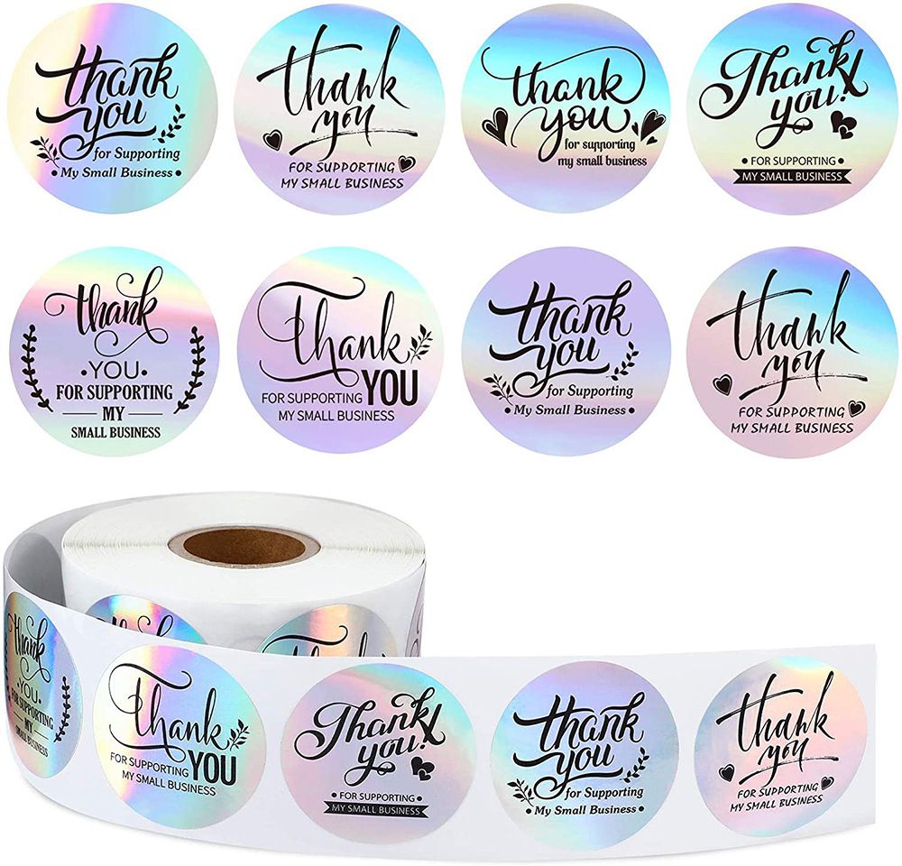 New Gold Foil Printing Waterproof Round Logo Packaging Label Custom Holographic Stickers