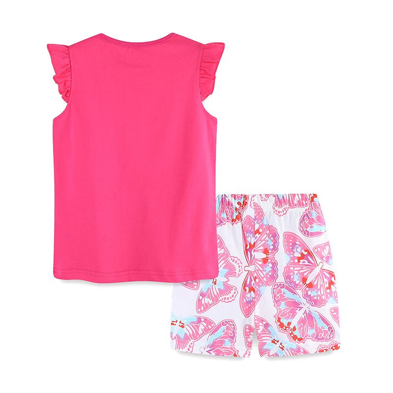 Girls' Summer Butterfly Print Sleeveless Top and Shorts Set - Toddler Kids' Lightweight Outfit for Playtime