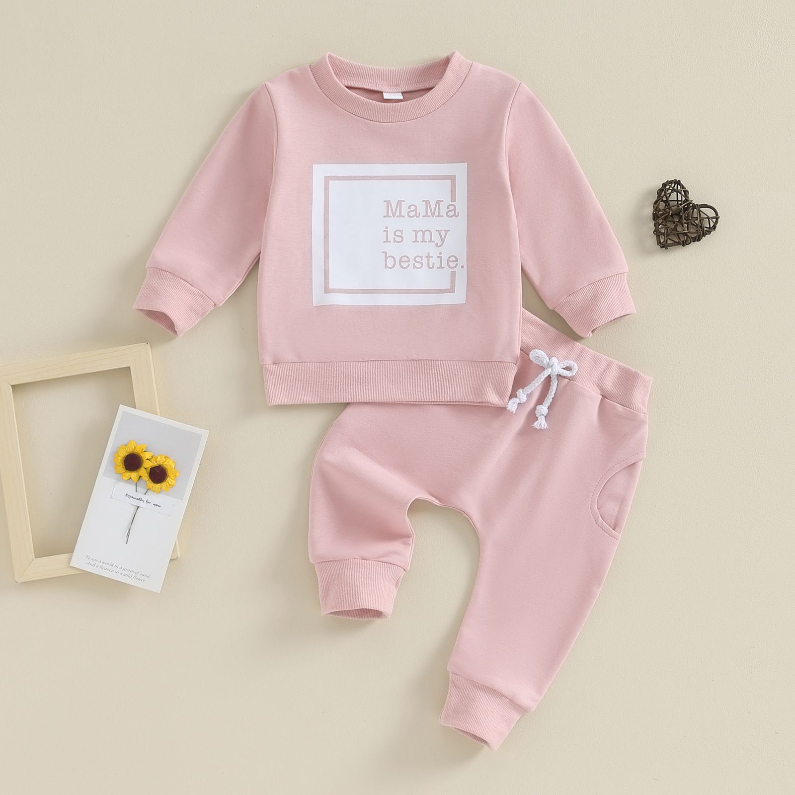 Infant Girls' Multi-Color Fall Long Sleeve Sweatshirt and Pants Set - Comfortable Cotton Casual Outfit for Toddlers