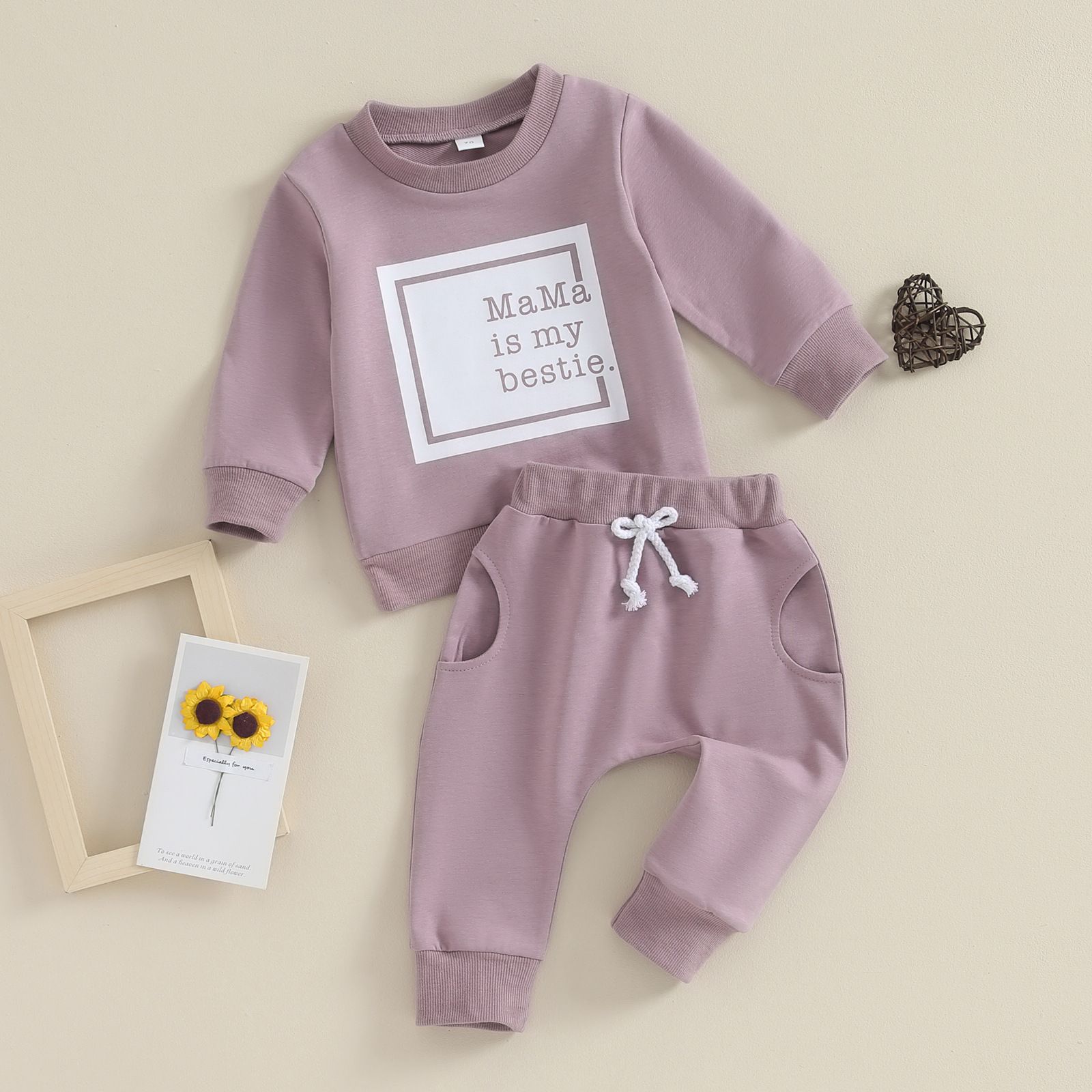 Infant Girls' Multi-Color Fall Long Sleeve Sweatshirt and Pants Set - Comfortable Cotton Casual Outfit for Toddlers