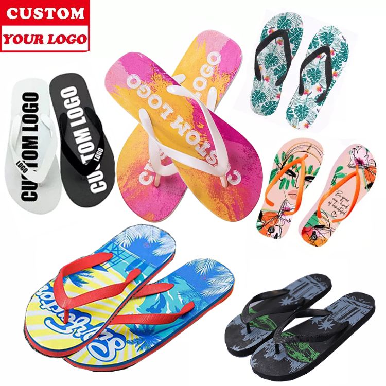 Personalized Designer Custom Printing Logo Summer Flip Flops For Men Anti Slip Unisex Comfortable Men Beach Flip-Flops Slippers