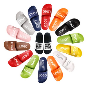 Customize LOGO PVC Plain Slide Sandal Black EVA Mens Sandal Custom Logo Slide Custom Slippers