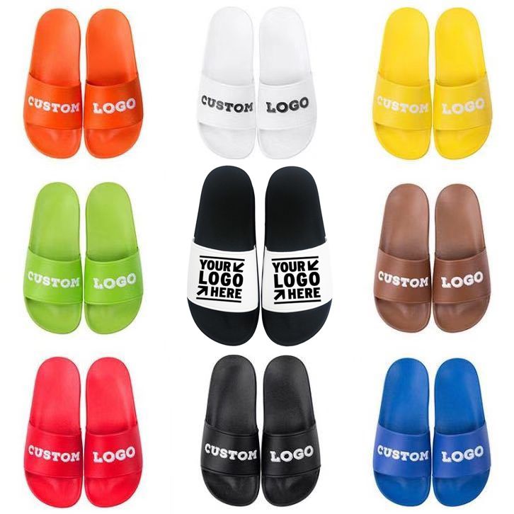 Customize LOGO PVC Plain Slide Sandal Black EVA Mens Sandal Custom Logo Slide Custom Slippers