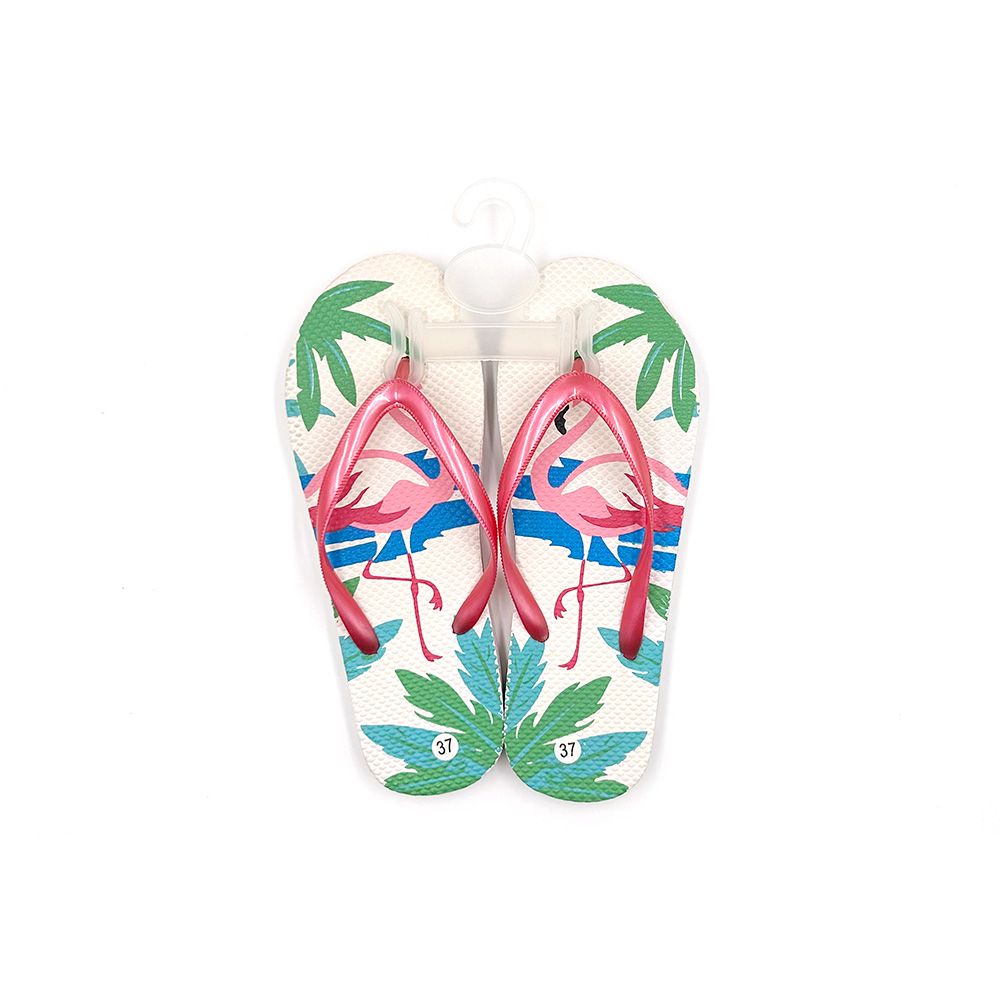 Wholesale summer pool beach outdoor high quality lady's slippers flamingo print pattern flip flops