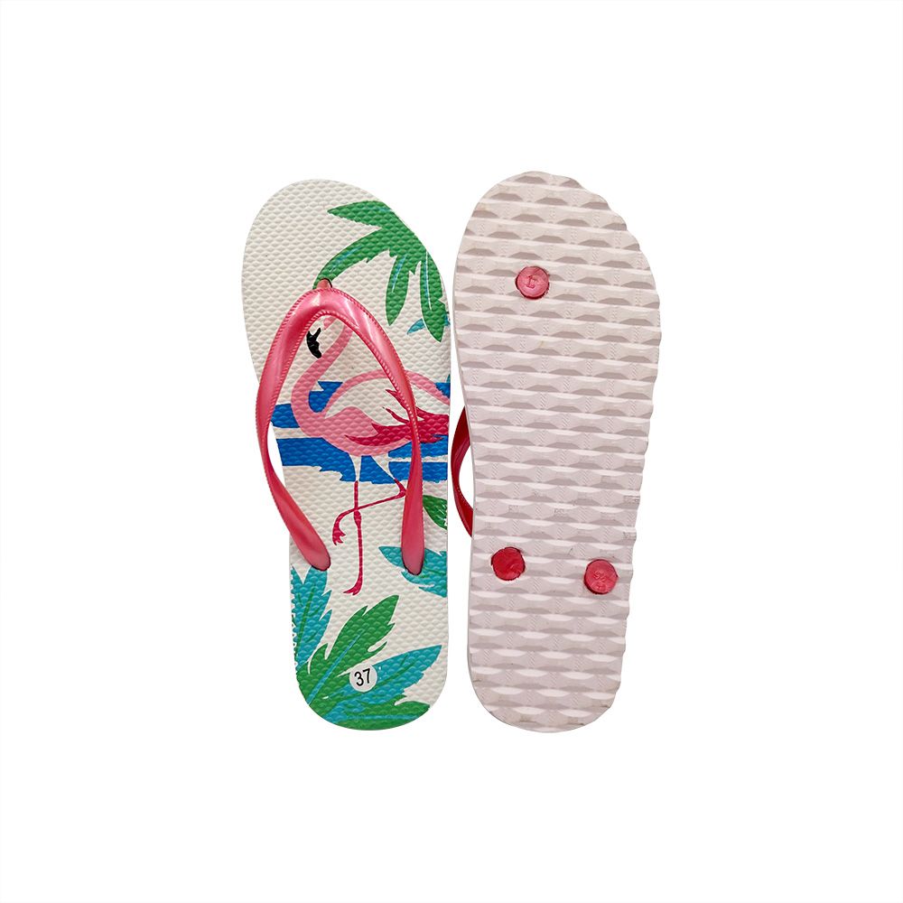 Wholesale summer pool beach outdoor high quality lady's slippers flamingo print pattern flip flops