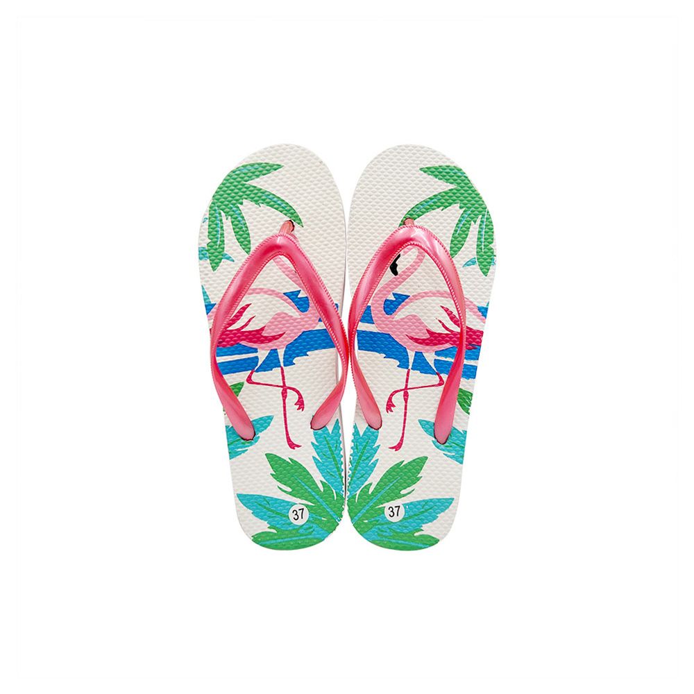 Wholesale summer pool beach outdoor high quality lady's slippers flamingo print pattern flip flops