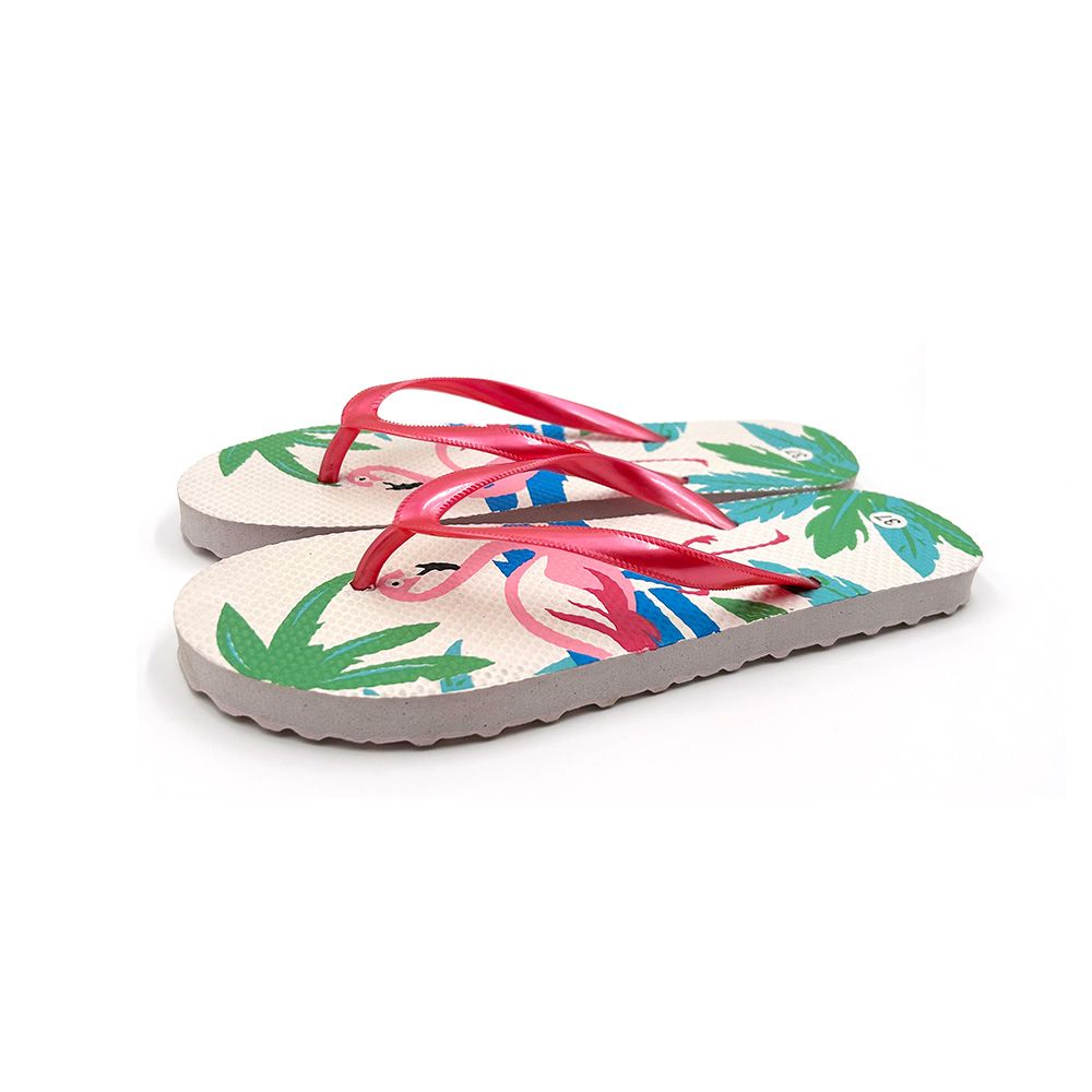 Wholesale summer pool beach outdoor high quality lady's slippers flamingo print pattern flip flops