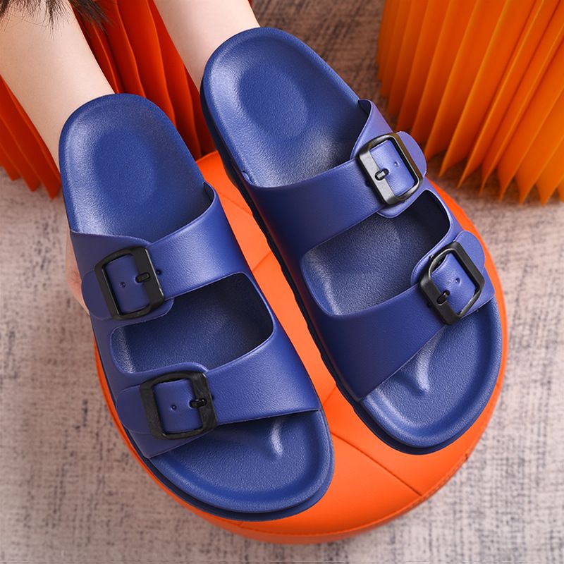 Wholesale flip flops Unisex platform slides slippers Double-buckle Adjustable Strap Size Pillow Slippers