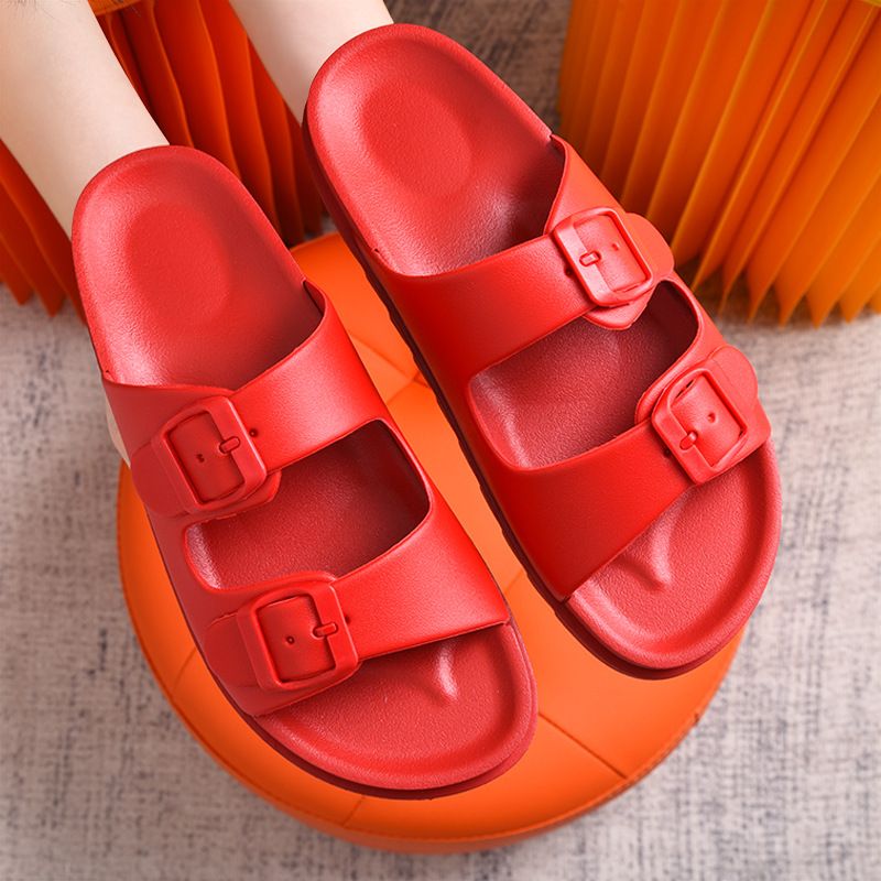 Wholesale flip flops Unisex platform slides slippers Double-buckle Adjustable Strap Size Pillow Slippers