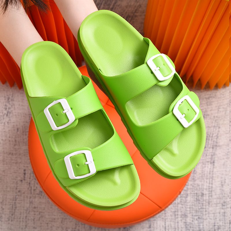 Wholesale flip flops Unisex platform slides slippers Double-buckle Adjustable Strap Size Pillow Slippers