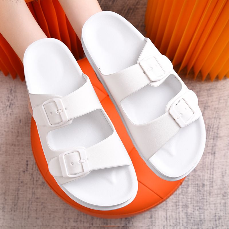 Wholesale flip flops Unisex platform slides slippers Double-buckle Adjustable Strap Size Pillow Slippers