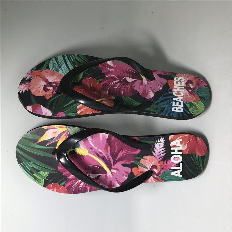 Custom Logo flower Sandals Women Shoes Summer Beach Slippers Rubber Flipflops Casual Flip Flops for Womens