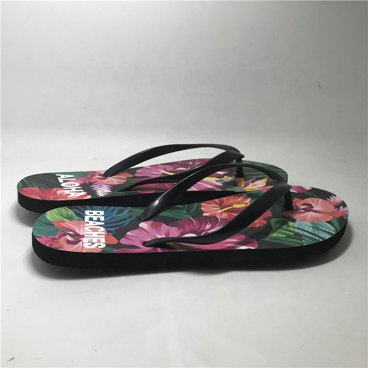 Custom Logo flower Sandals Women Shoes Summer Beach Slippers Rubber Flipflops Casual Flip Flops for Womens