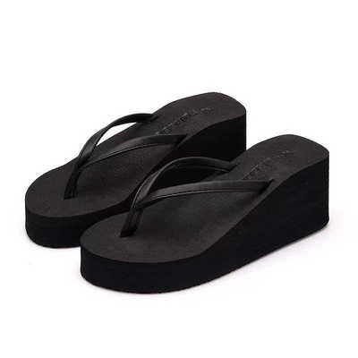 Men and women couple flip-flops outdoor tide beach slippers fashion flat flip-flops EVA high heels non-slip