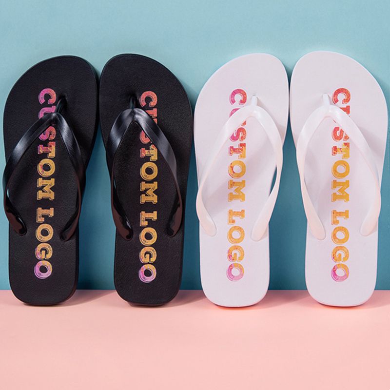 OEM Customized Beach Flip-flops Pvc Printed Logo Flipflops Slippers Comfortable EVA Custom Logo Women Flip Flops For Men