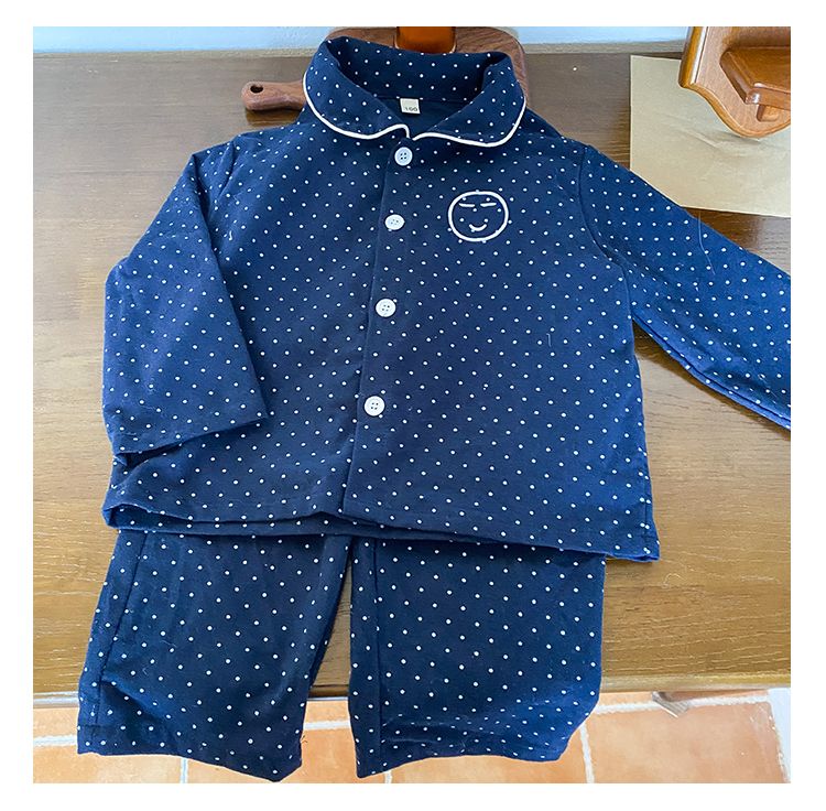 Children's sleepwear, girls' pure cotton brushed 2024 new spring and autumn boys' long sleeved set, children's home clothes