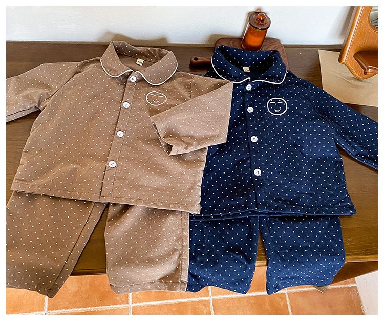 Children's sleepwear, girls' pure cotton brushed 2024 new spring and autumn boys' long sleeved set, children's home clothes