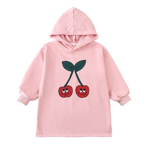 New girls' dress for spring and autumn, loose and stylish children's spring clothes, baby long hooded sweatshirt dress