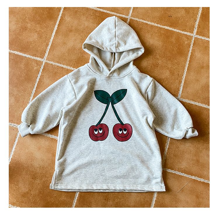 New girls' dress for spring and autumn, loose and stylish children's spring clothes, baby long hooded sweatshirt dress