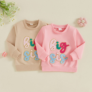 Girls' Fall Sweatshirt - Soft and Cozy Long-Sleeve Pullover with Colorful Chenille Letters, Perfect for Fall and Winter