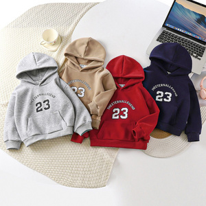 Kids' Winter Fleece Hoodie - Warm Long-Sleeve Pullover with Number Print, Soft and Cozy Sweatshirt for Boys and Girls