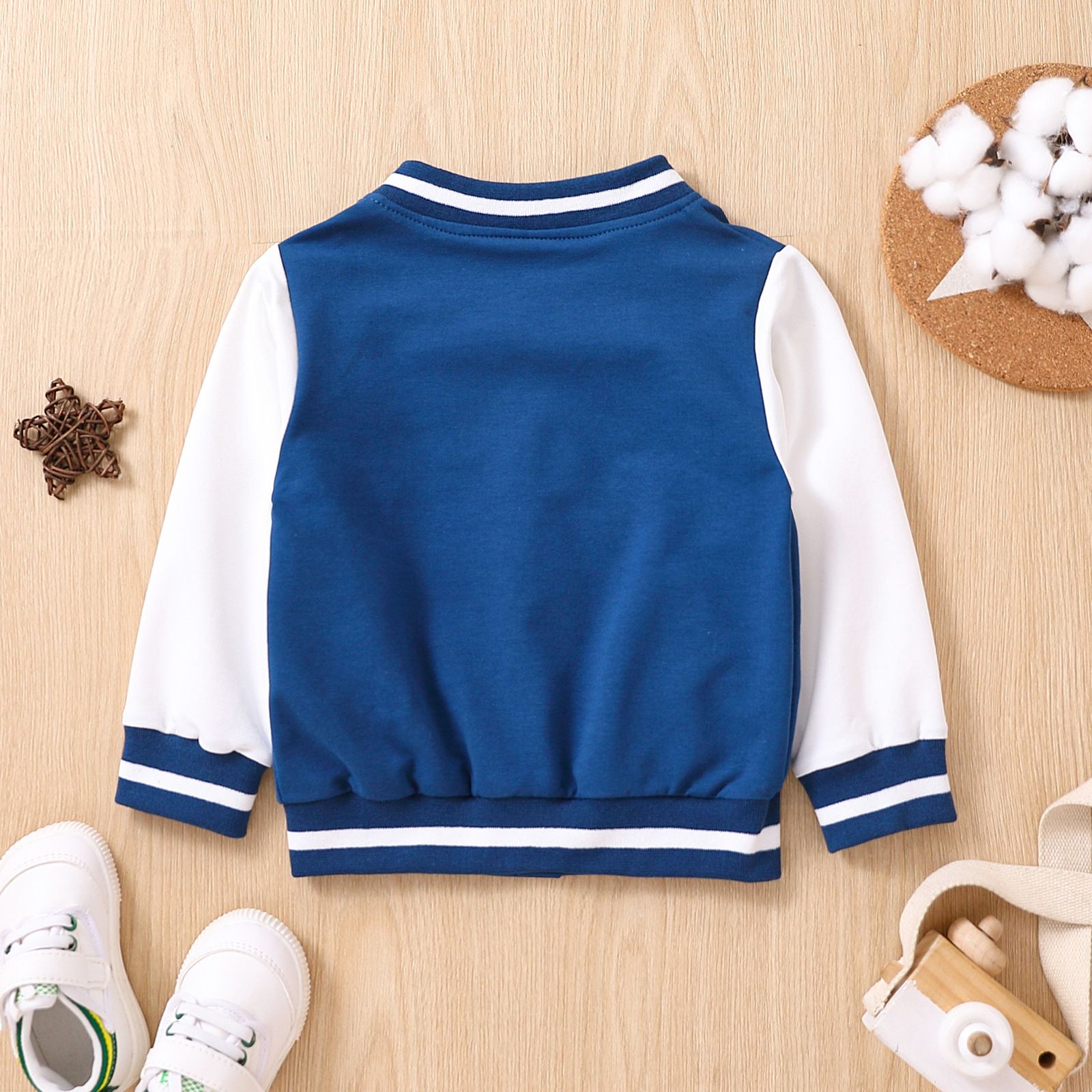 Kids' Fall Varsity Jacket - Stylish Letterman Baseball Jacket with Snap Buttons and Striped Cuffs, Perfect for Boys and Girls