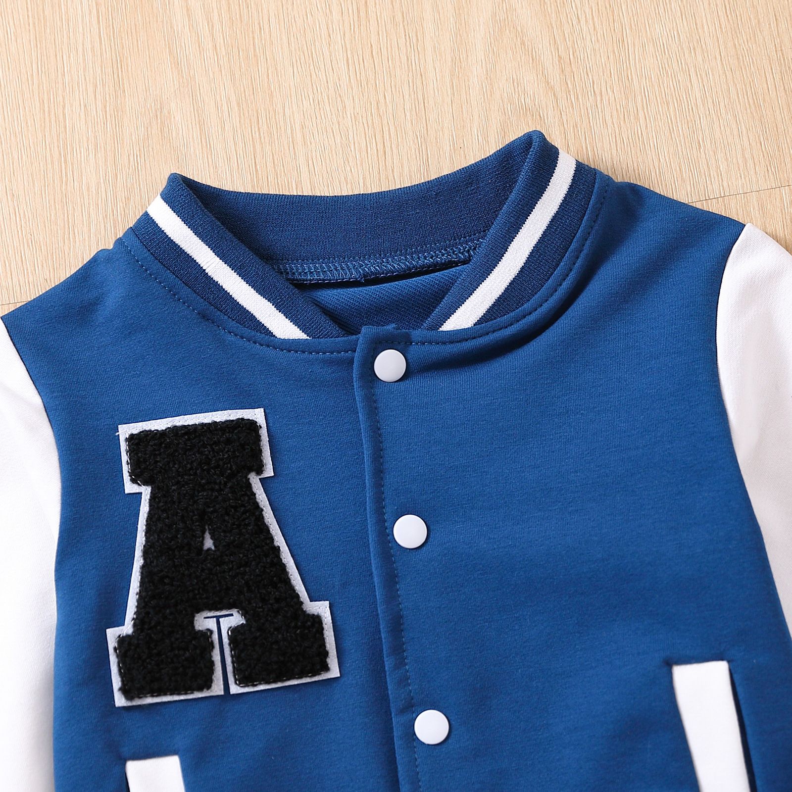 Kids' Fall Varsity Jacket - Stylish Letterman Baseball Jacket with Snap Buttons and Striped Cuffs, Perfect for Boys and Girls