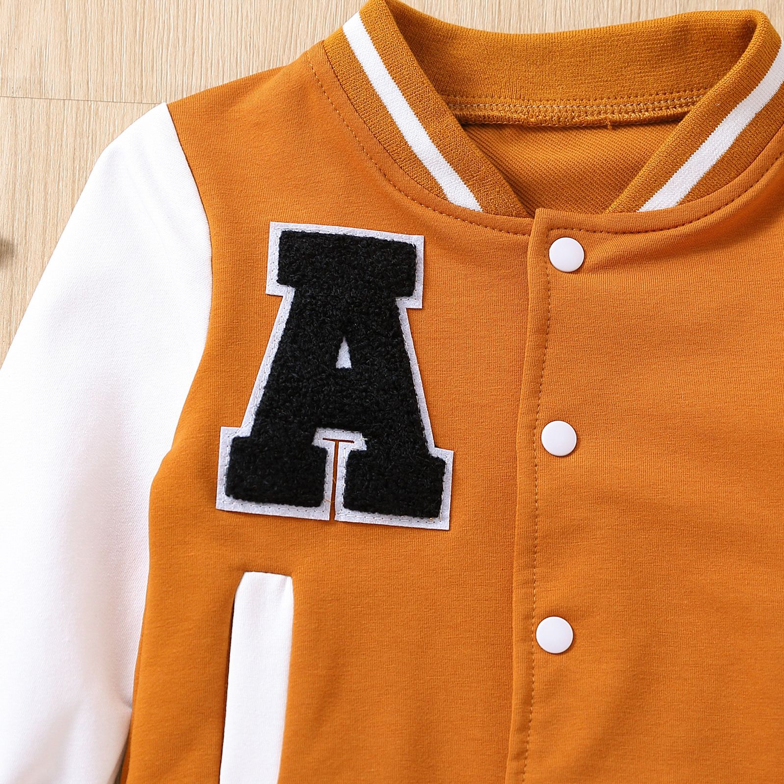 Kids' Fall Varsity Jacket - Stylish Letterman Baseball Jacket with Snap Buttons and Striped Cuffs, Perfect for Boys and Girls