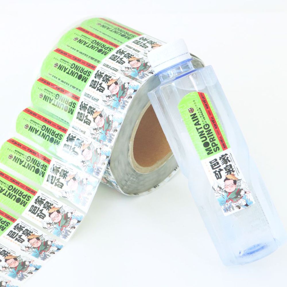 Custom Packaging PVC PET Self Adhesive Printing Clear Sticker Roll Waterproof Vinyl Drinking Water Bottle Label