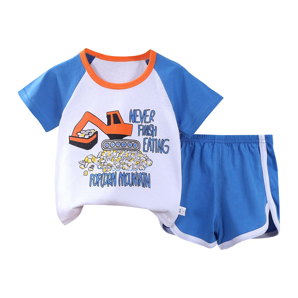 Boy's Summer Casual Clothing Set 100% Cotton Solid Fabric High Quality Kids Wear Newborns 9-Year-Olds Printed Logo Going Suit No