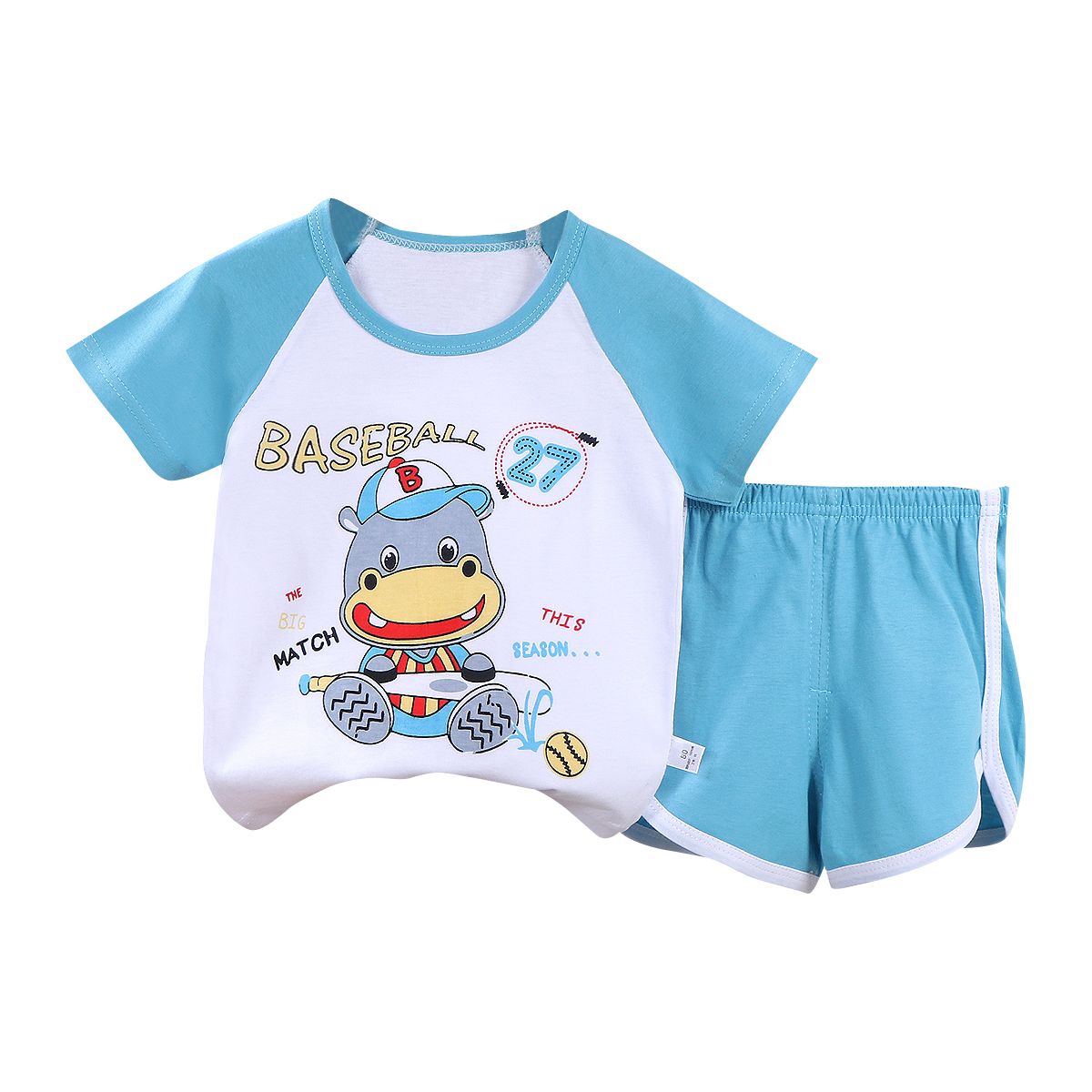 Boy's Summer Casual Clothing Set 100% Cotton Solid Fabric High Quality Kids Wear Newborns 9-Year-Olds Printed Logo Going Suit No