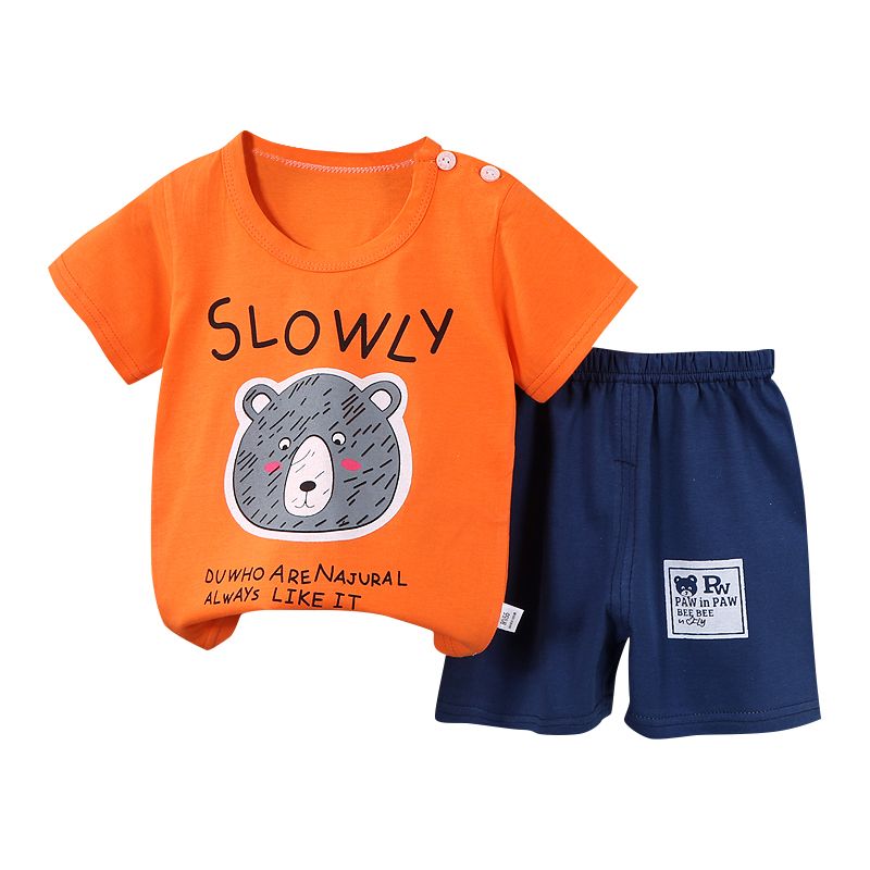 New Baby & Kids Casual Clothing Set-Pure Cotton Short-Sleeved T-Shirt & Shorts Summer Boys' Collection Wholesale