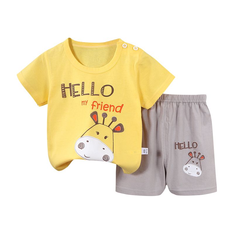 New Baby & Kids Casual Clothing Set-Pure Cotton Short-Sleeved T-Shirt & Shorts Summer Boys' Collection Wholesale