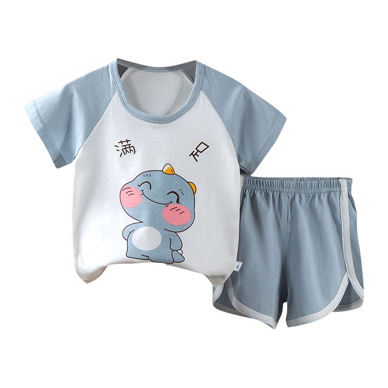 Casua Cotton Animal Print Cartoon letter pattern Baby Clothing Set for Soft Fabric Top and Shorts Outfits for Summer