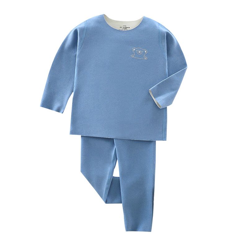 Wholesale price children Solid color loungewear long sleeve Sleepwear kids cartoon housew boys and girls underwear winter pajama