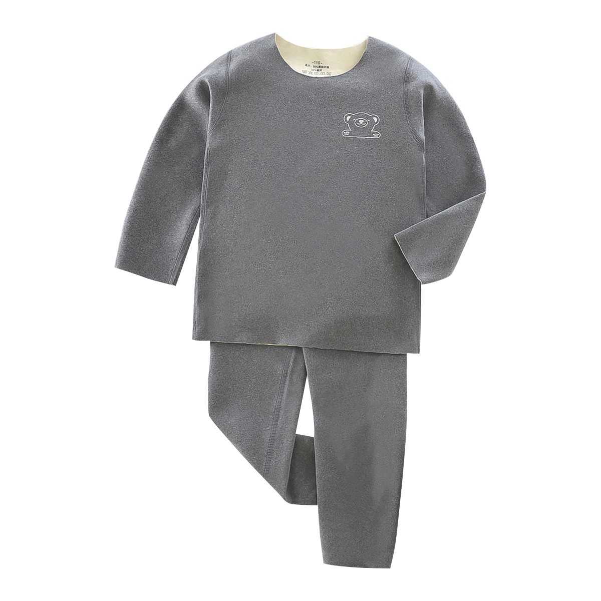 Children's Winter Warm Pajamas Long Johns Home Wear with bear Print Soft Thermal Velvet pajamas Fabric for Baby Boys Wholesale