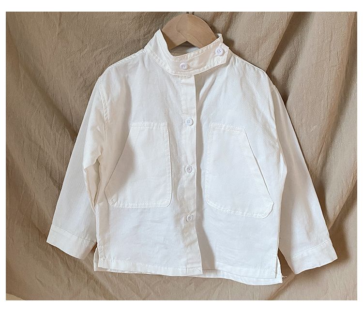 Children's long sleeved shirt, pure cotton Japanese children's clothing, spring and autumn standing collar shirt, baby top