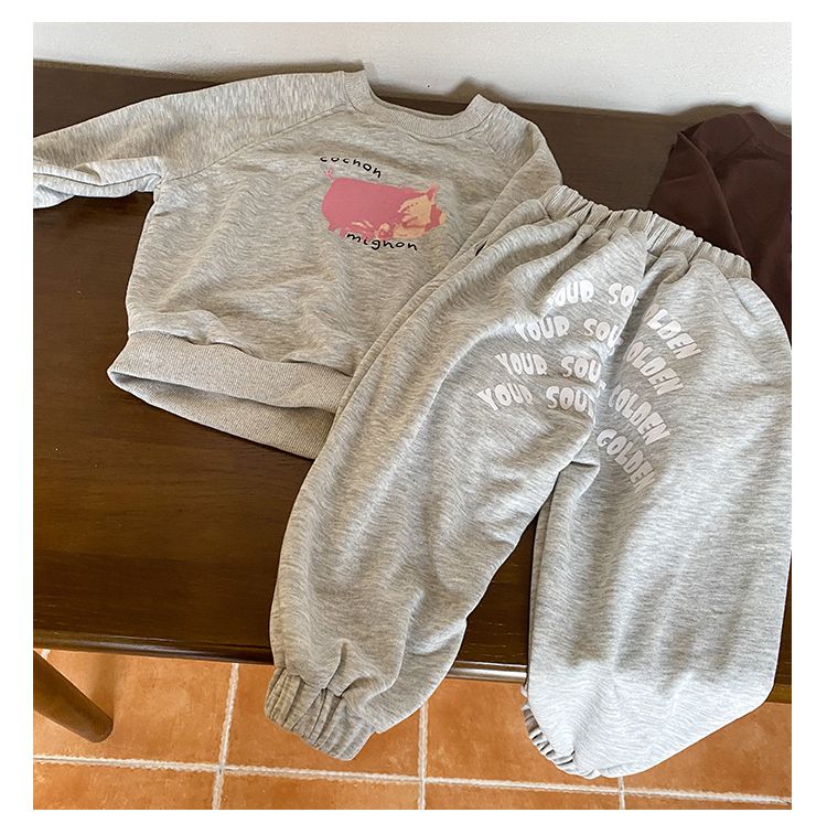 Children's Spring Clothing Set Sports Girls' New Spring and Autumn Baby Loose Casual Boys' Hoodie Two Piece Set