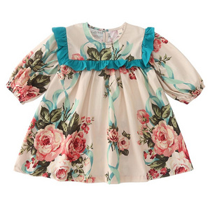 Girls' Spring Dress Pure Cotton Flower Stylish New Korean Version Children's Long Sleeve Baby Princess Dress