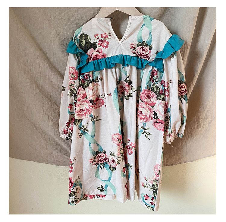 Girls' Spring Dress Pure Cotton Flower Stylish New Korean Version Children's Long Sleeve Baby Princess Dress