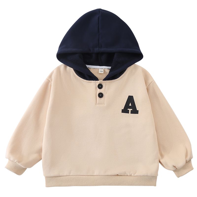 Children's hoodie hooded men's and women's spring coat new spring and autumn loose contrasting color baby clothes