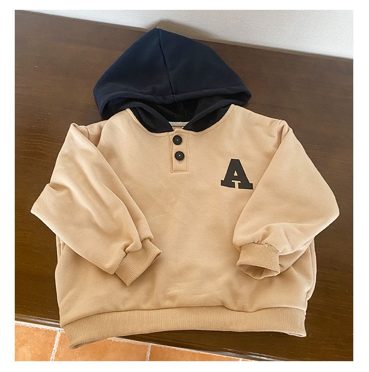 Children's hoodie hooded men's and women's spring coat new spring and autumn loose contrasting color baby clothes