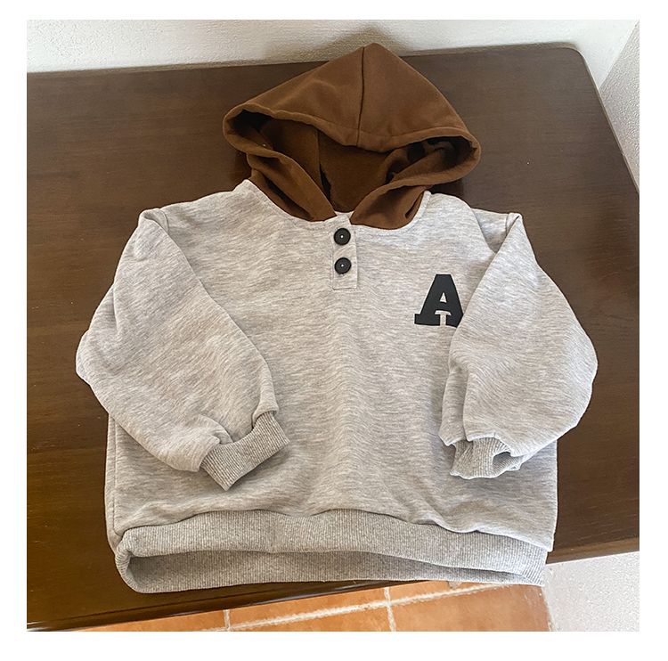 Children's hoodie hooded men's and women's spring coat new spring and autumn loose contrasting color baby clothes